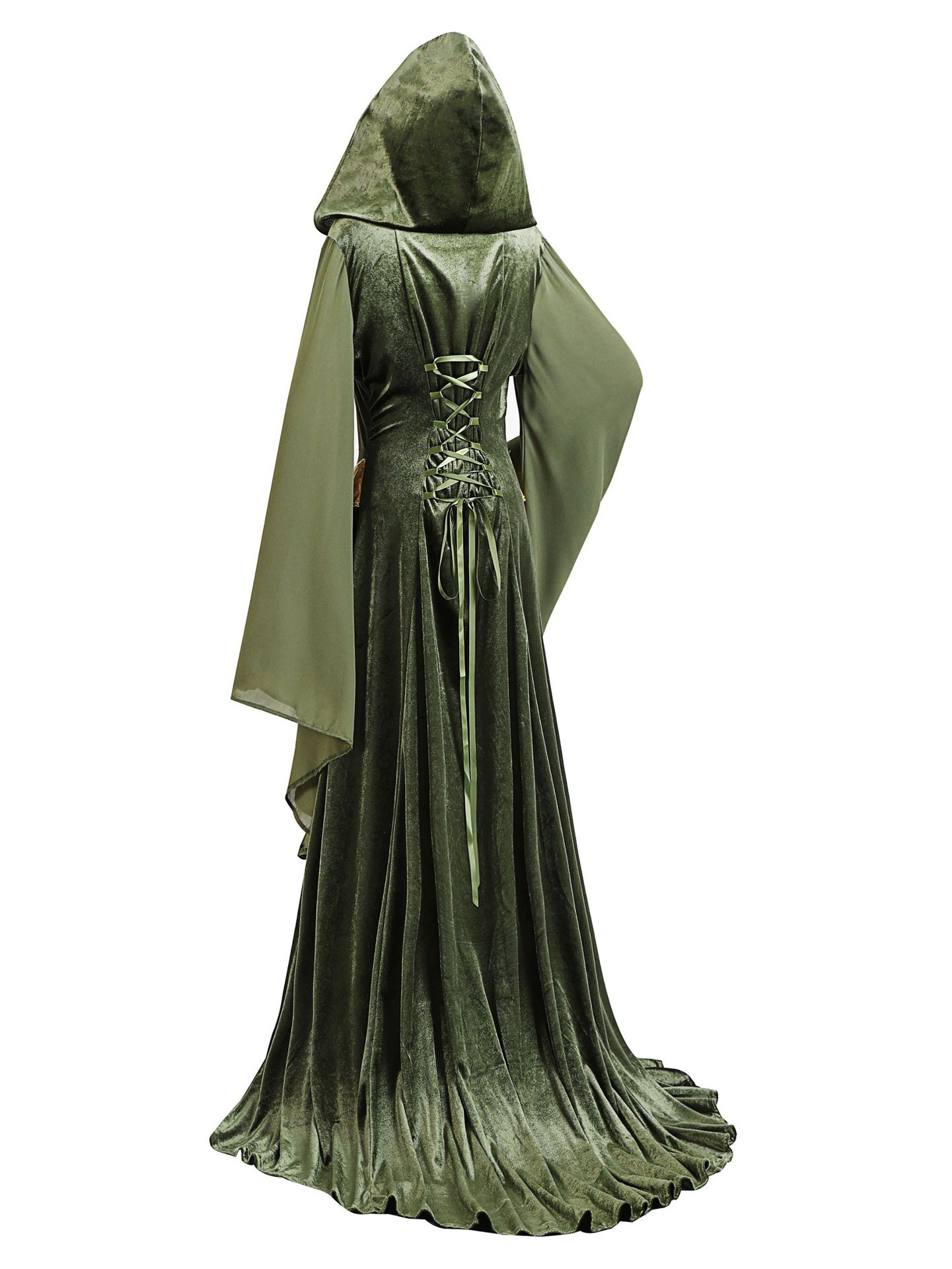 Women Medieval Hooded Dress Vintage Renaissance Witch Costume